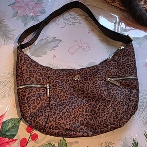 lululemon athletica Leopard Print Crescent Shoulder Bag in Brown